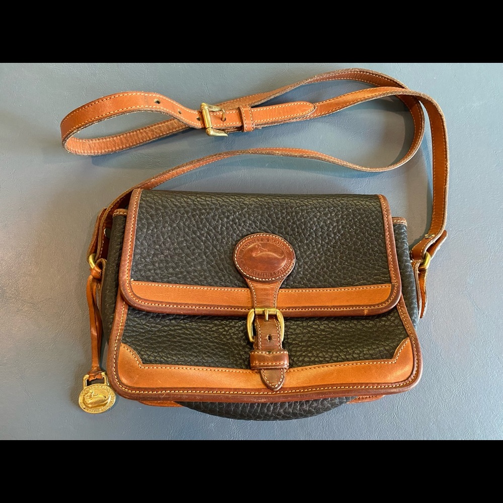 Doony & Bourke vintage brown black pebbled leather used with a nice patina.